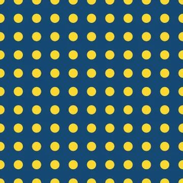 Blue Vector Seamless Pattern with yellow Polka Dots. Vintage style background. Stock Illustration