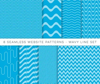 Blue vector seamless website wavy line patterns Stock Illustration
