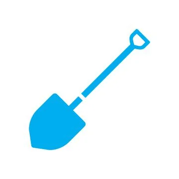 Blue vector shovel icon isolated on white background Illustrazione stock