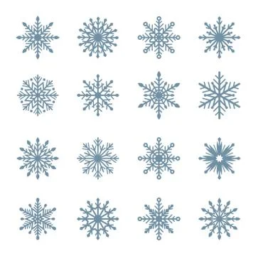 Blue vector snowflakes on a white background Stock Illustration