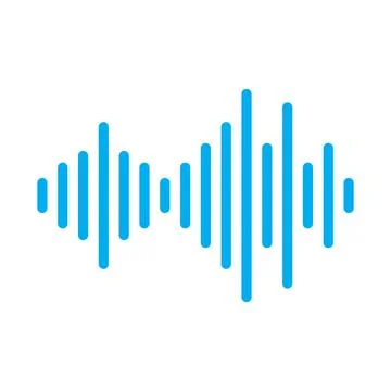 Blue vector sound wave icon isolated on white background Stock Illustration