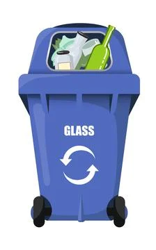 Blue vector trash bin for glass Stock Illustration