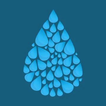 Blue vector water drop made of many little waterdrops Stock Illustration