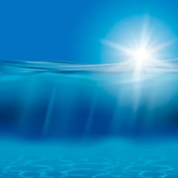 Blue vector water wave and sun banner background Stock Illustration