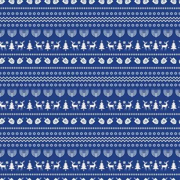 Blue Vector winter sweater textured repeat pattern background Stock Illustration