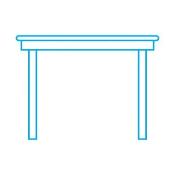 Blue vector wooden table line icon isolated on white background Stock Illustration