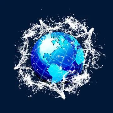 Blue vector world globe with splash effectsBlue vector world globe wit... 写真素材