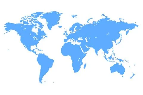 Blue Vector World Map Stock Illustration