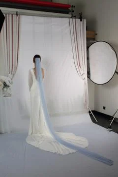 Blue veil in study Stock Photos