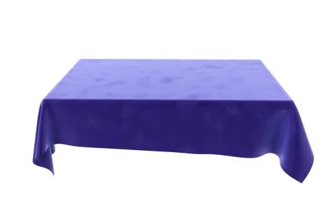 Blue velor rectangular tablecloth for the table isolated on white background Stock Illustration