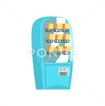 Blue vending machine, automatic seller cartoon vector Illustration Stock Illustration