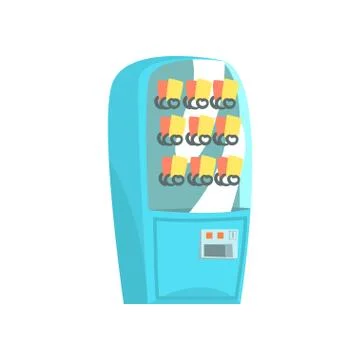 Blue vending machine, automatic seller cartoon vector Illustration Stock Illustration