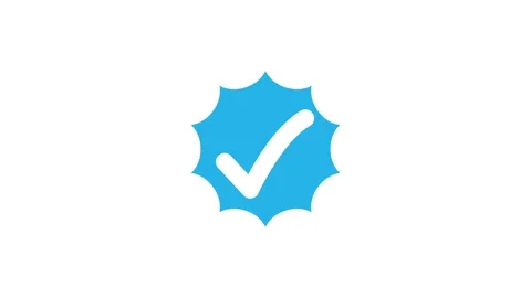 Blue verification badge with white check mark animation, Blue starburst bad.. Stock Footage 346800250