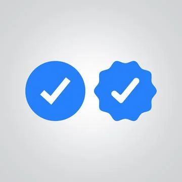 Blue Verified Badge in different shapes, silver background Stock Illustration