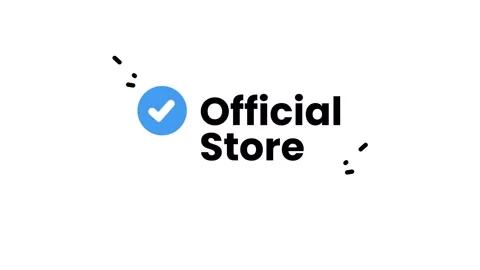 Blue Verified Checkmark Icon and Official Store Text Graphic on White Background Stock Footage 345826400