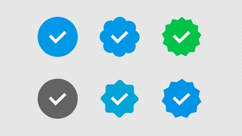 Blue Verified tick Animated Set Transparent Background 4K Stock Footage 297019226