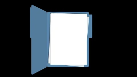 Blue vertical envelope folder file flat animation with open close motion. 库存影片 344740656