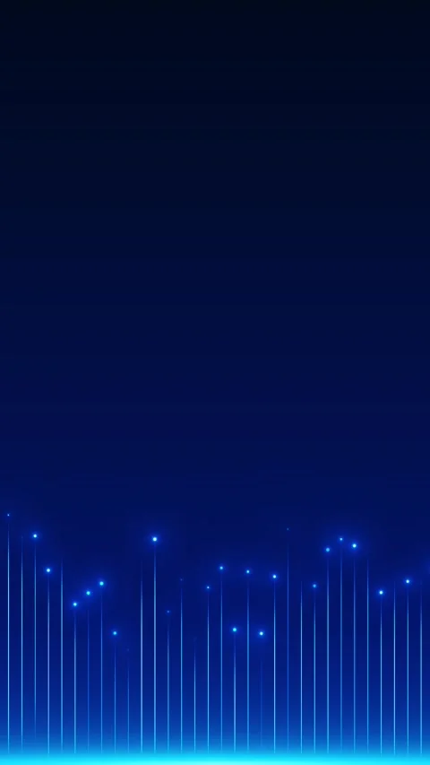 Blue vertical light data glowing signal bars, dotted particles, and clean dark c Stock Footage 340566621
