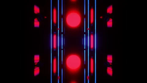 Blue vertical neon lines with red round light VJ seamless loop backgound tun Stock Footage 340320082