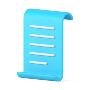 Blue vertical sheet paper form contract agreement text document 3d icon rea.. Stock Illustration