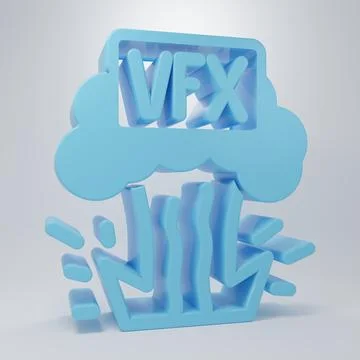 Blue VFX icon isolated on grey background. Minimalism concept. 3D render il.. Stock Illustration