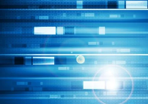 Blue vibrant tech background with squares Stockillustratie