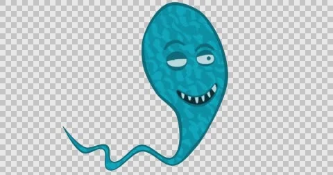 Blue Vibrio Comma-Shaped Bacteria Cartoon Looped Video stock 63741692