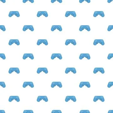 Blue video game controllers forming seamless pattern Stock Illustration