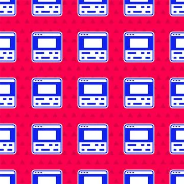 Blue Video recorder or editor software on laptop icon isolated seamless pattern Stock Illustration