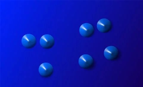 Blue the view from the top 3d render realistic composition 7 Cones. Stock Illustration