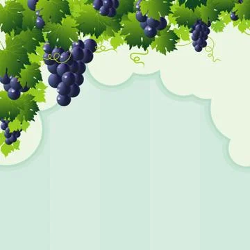 Blue vine grape cutout frame Stock Illustration