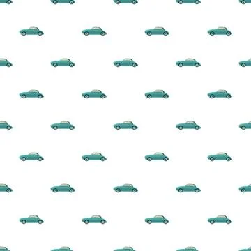 Blue vintage car pattern repeating on white background Stock Illustration