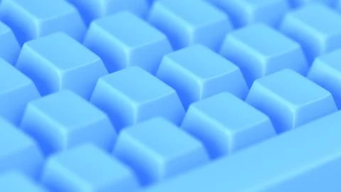 Blue Vintage Computer Keyboard. Close up. 3d illustration 3d render Stock Illustration