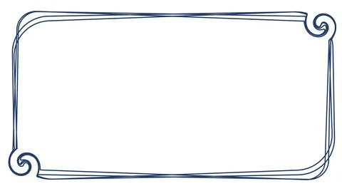 Blue vintage frame design with decorative corners on white background for Stock Illustration