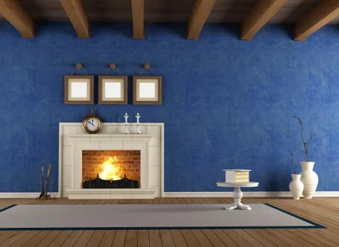 Blue vintage interior Stock Illustration