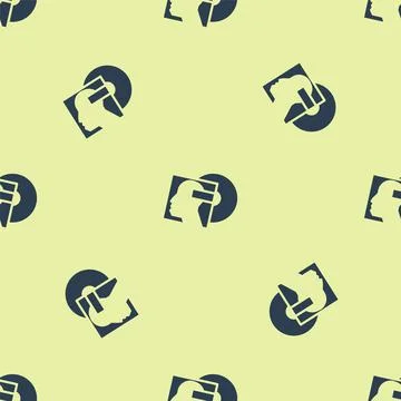 Blue Vinyl disk icon isolated seamless pattern on yellow background. Vector 库存插图