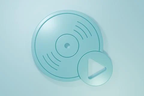 Blue Vinyl disk icon isolated on blue background. Minimalism concept. 3D re.. Stock Illustration
