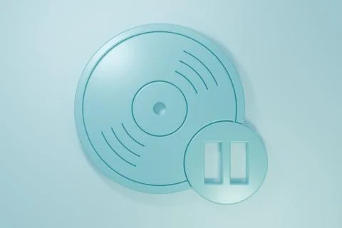 Blue Vinyl disk icon isolated on blue background. Minimalism concept. 3D re.. Stock Illustration