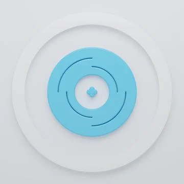 Blue Vinyl disk icon isolated on white background. Minimalism concept. 3D r.. Stock Illustration