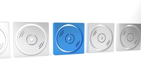 Blue Vinyl player with a vinyl disk icon isolated on white background. Mini.. Stock Illustration