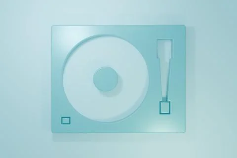 Blue Vinyl player with a vinyl disk icon isolated on blue background. Minim.. Stock Illustration