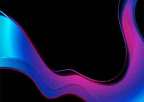 Blue violet glowing smooth blurred waves on black background Stock Illustration