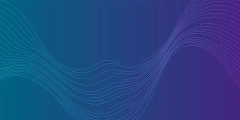 Blue violet minimal wavy lines abstract futuristic tech background Stock Illustration