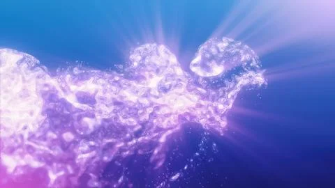 Blue violet multi-colored energy glowing magic liquid made of waves and elect Illustrazione stock