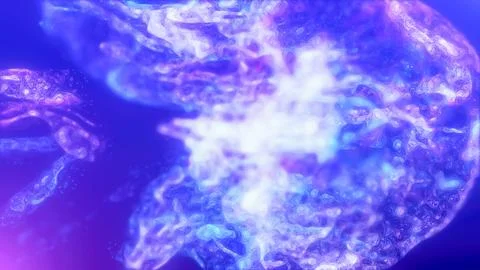 Blue violet multi-colored energy glowing magic liquid made of waves and elect Stock Illustration