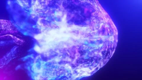 Blue violet multi-colored energy glowing magic liquid made of waves and ele.. Illustrazione stock