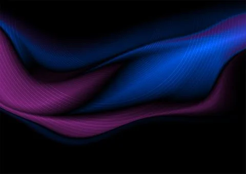 Blue violet smooth liquid wave and circle lines abstract background Illustrazione stock