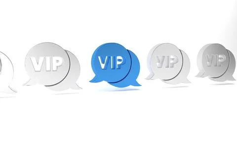 Blue Vip in speech bubble icon isolated on white background. Minimalism con.. Stock Illustration