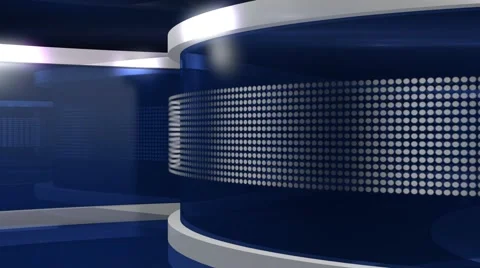 Blue Virtual News Studio 3 closeup2 Stock Footage 3549433