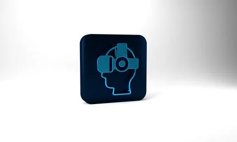 Blue Virtual reality glasses icon isolated on grey background. Stereoscopic 3d Stock Illustration